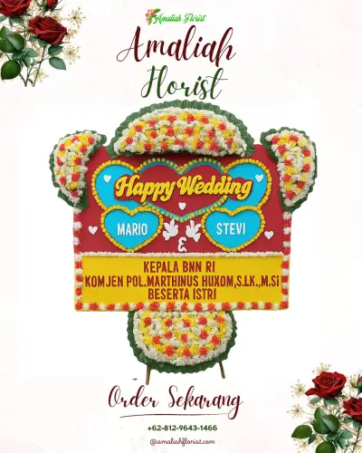 Karangan Papan Bunga Pernikahan di Purana
